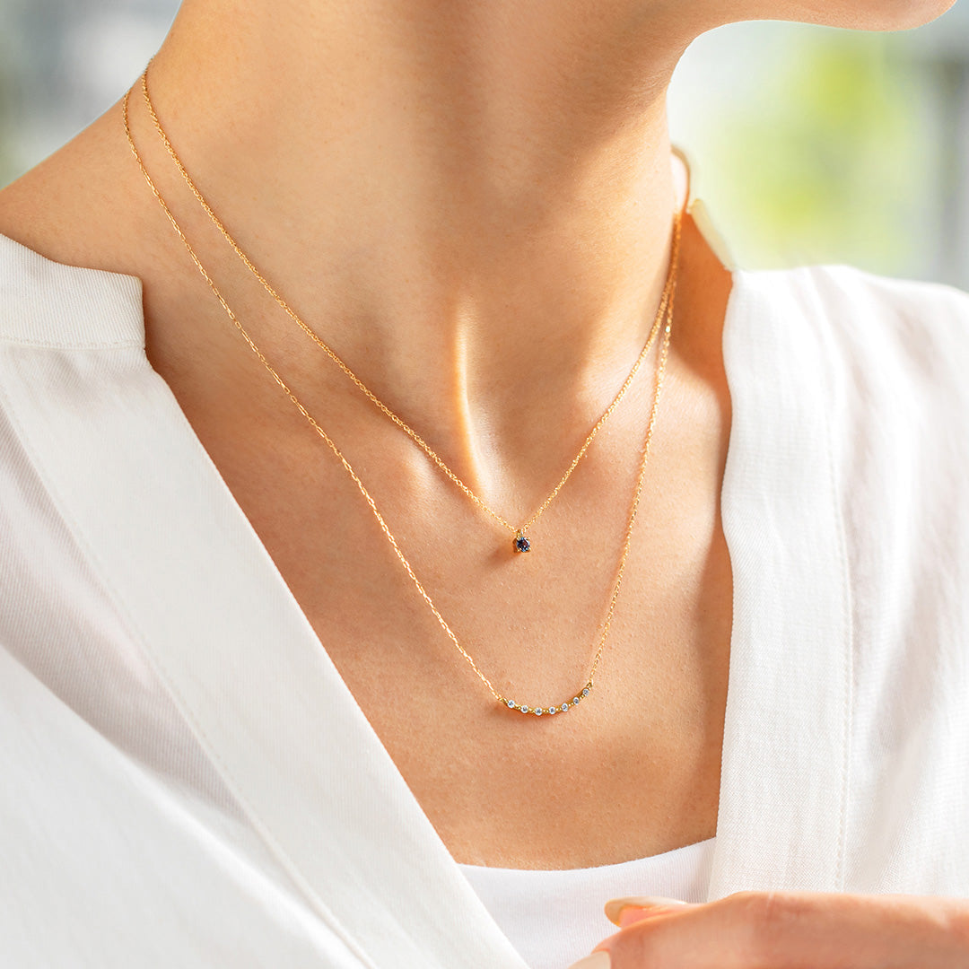 ビズー公式】ベキリーブルーガーネット K18/PTネックレス・アルモア