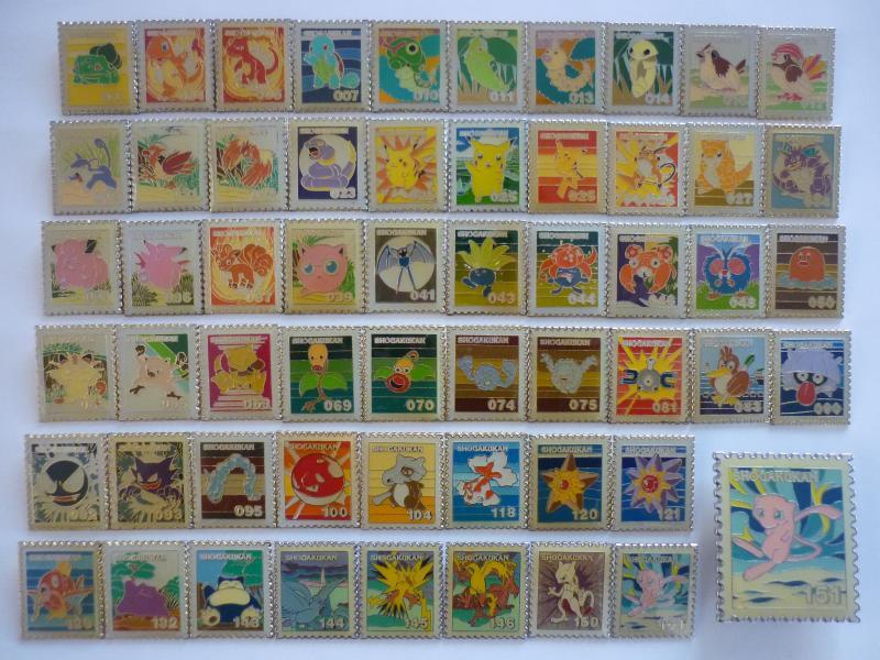 絶版】ポケモンスタンプバッジ 切手風 ピカチュウ、ミュウ他 まとめ