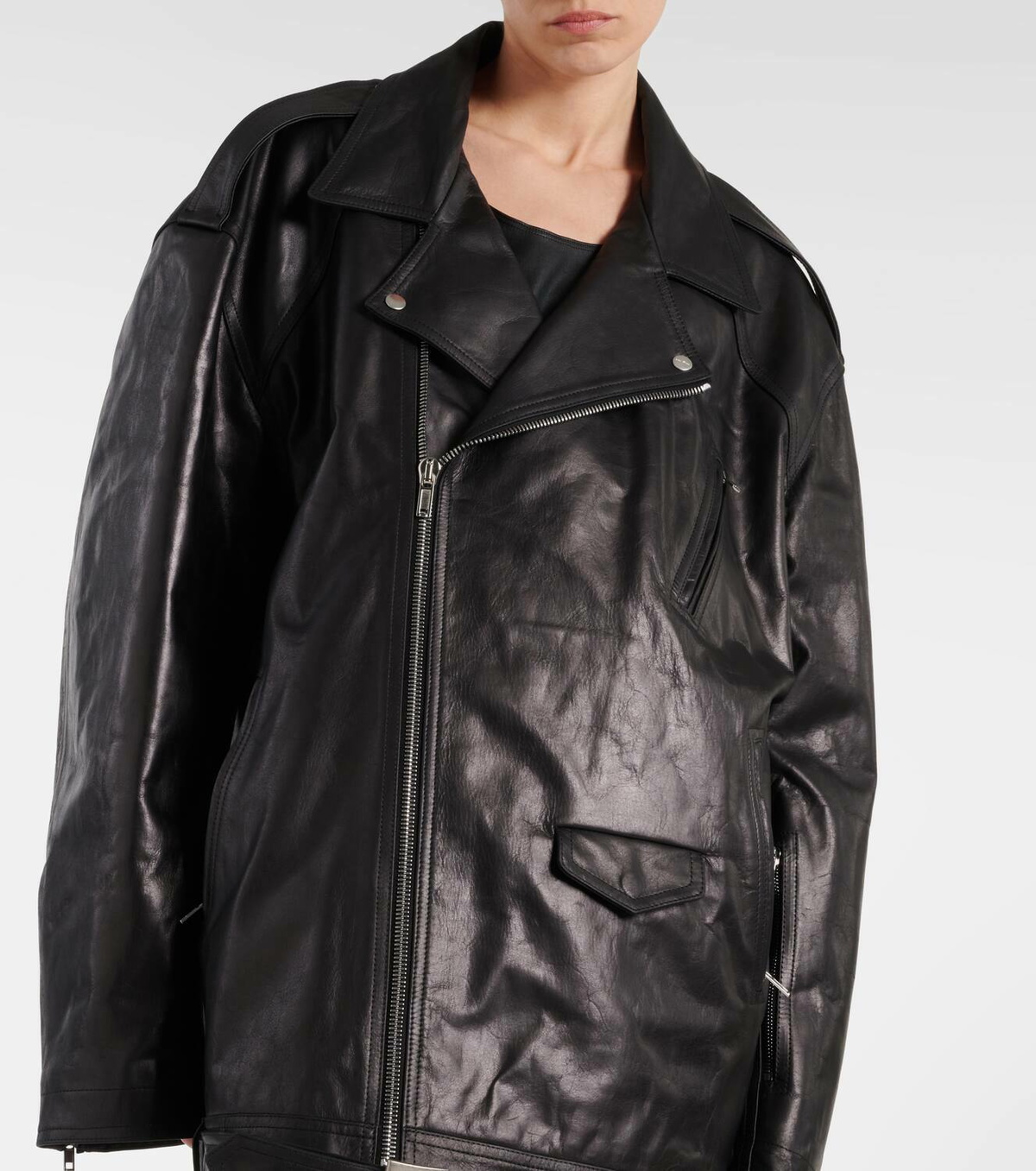 Rick Owens Oversized leather biker jacket Rick Owens