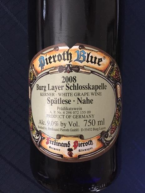 2016 Ferdinand Pieroth Burg-Layer Schloßkapelle Spätlese Pieroth