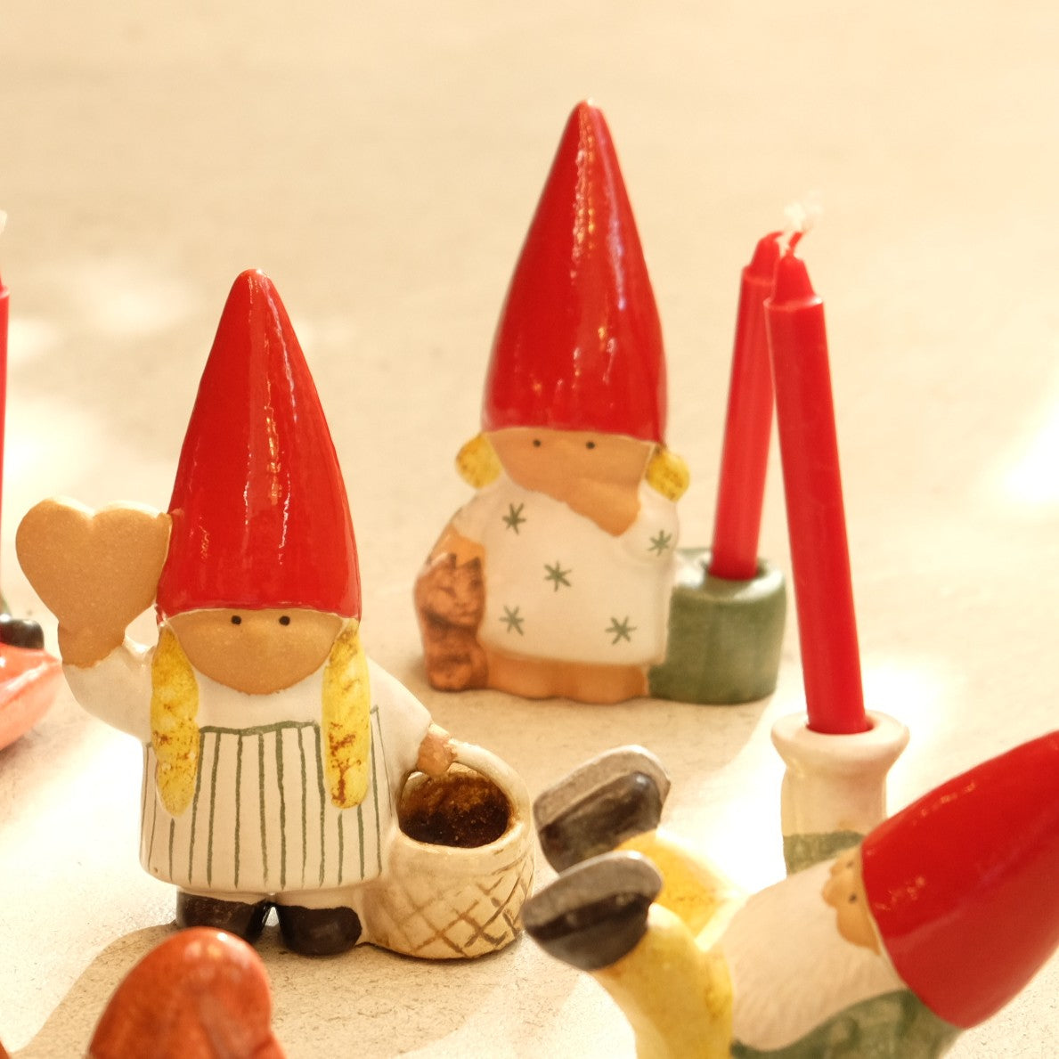 Lisa Larson リサ・ラーソン Santa Girl with Cat キャンドルスタンド