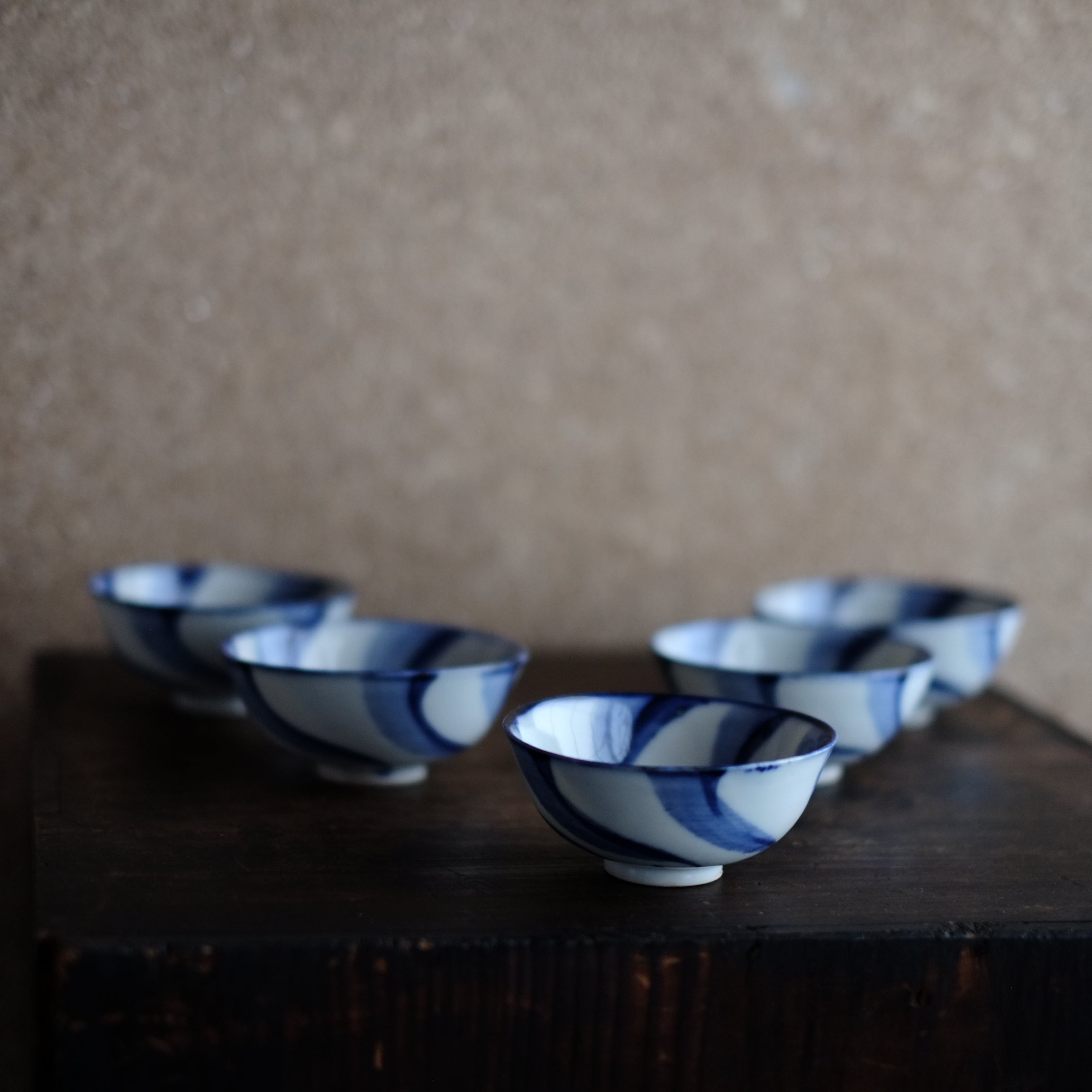 時代 捻文染付汲出茶碗 煎茶碗 小鉢（明治時代） – 逢季荘