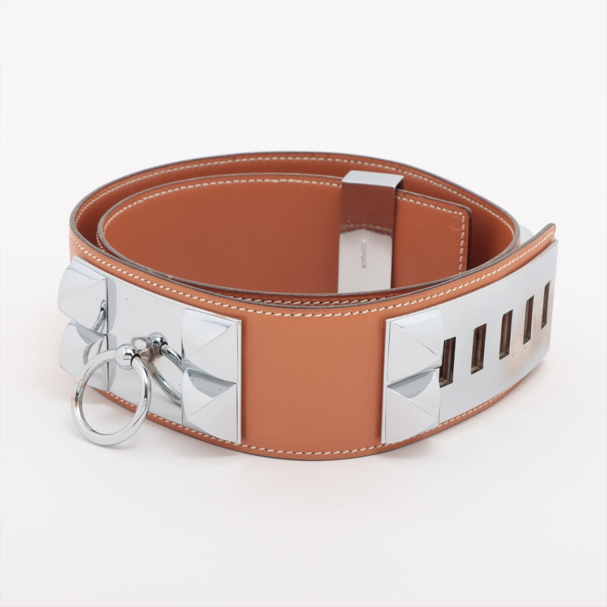 HERMES エルメス ロカバール 犬用首輪 大型犬用 シルバー金具 保存箱