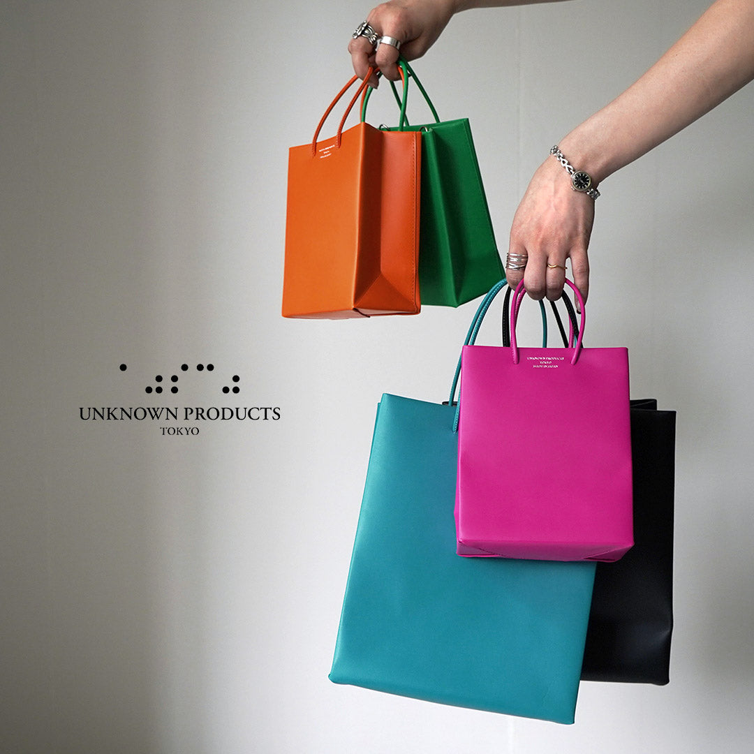 UNKNOWN PRODUCTS レザーペーパーバッグ 伊勢丹 販売 マクミラン柄 小