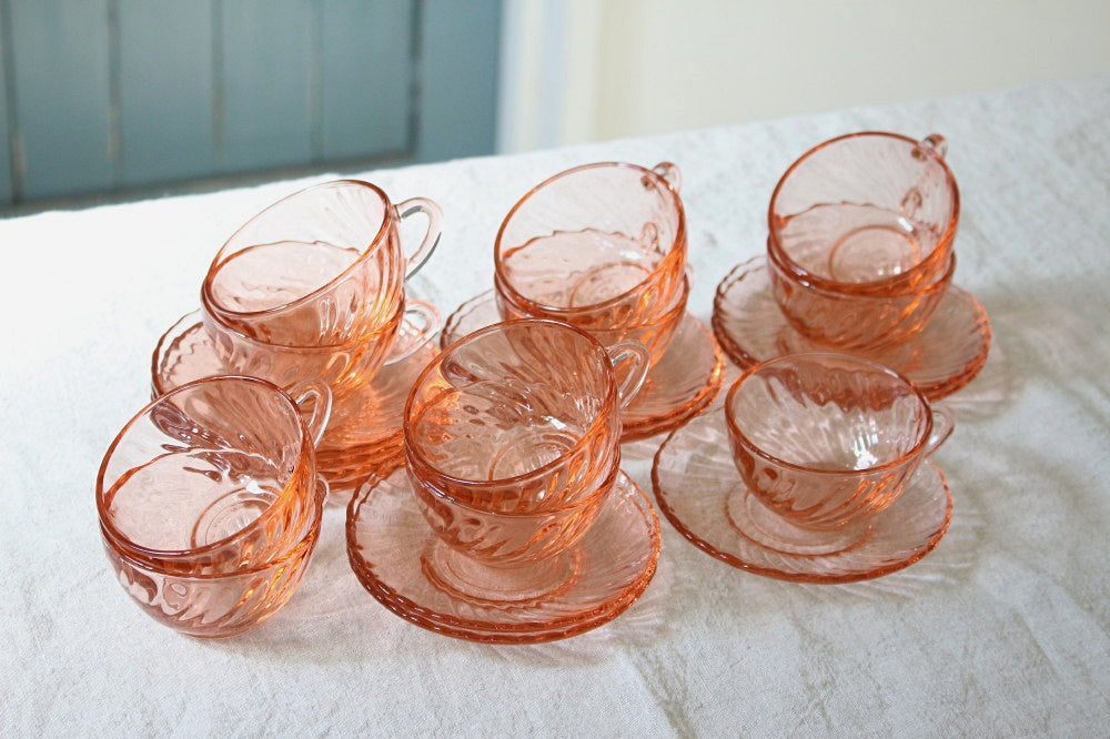 9客あり！アルク社サーモンピンクのデミタスC&S（C直径7.5cm