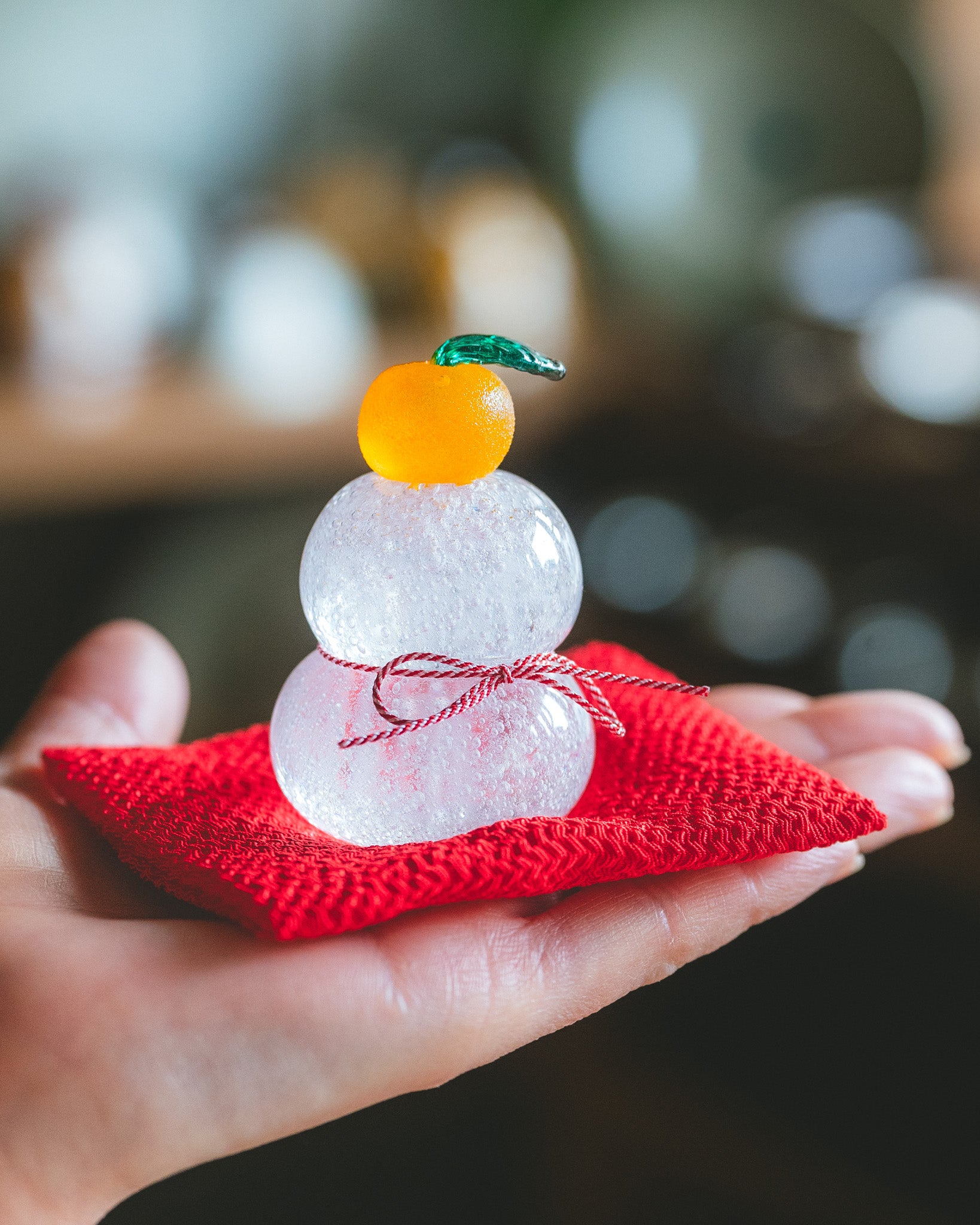 琉球ガラス 鏡餅 赤い紐付き 12cm 琉球ガラス 鏡餅 赤い紐付き 12cm