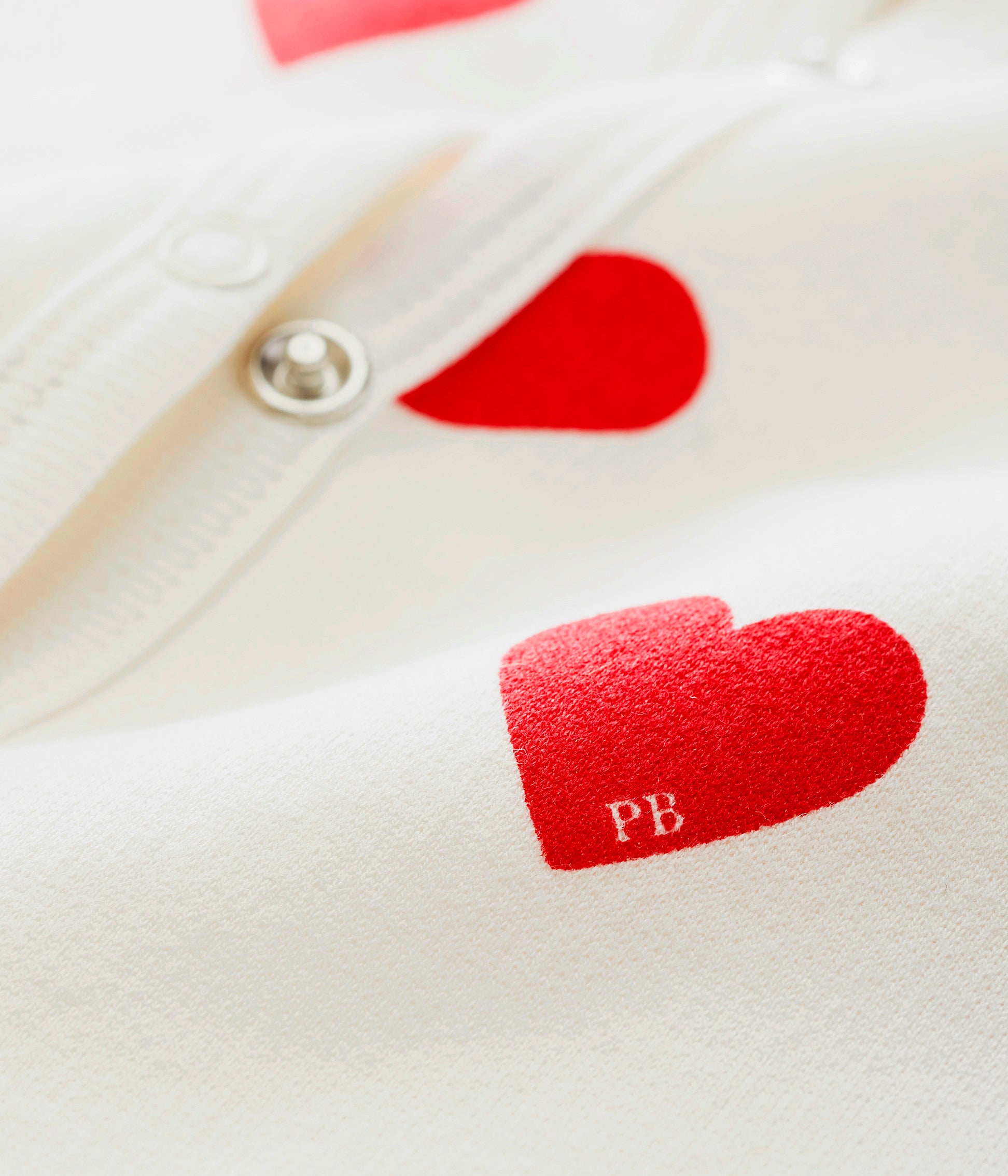 裏起毛ハートプリント前開きロンパース | ベビー服・子供服通販の