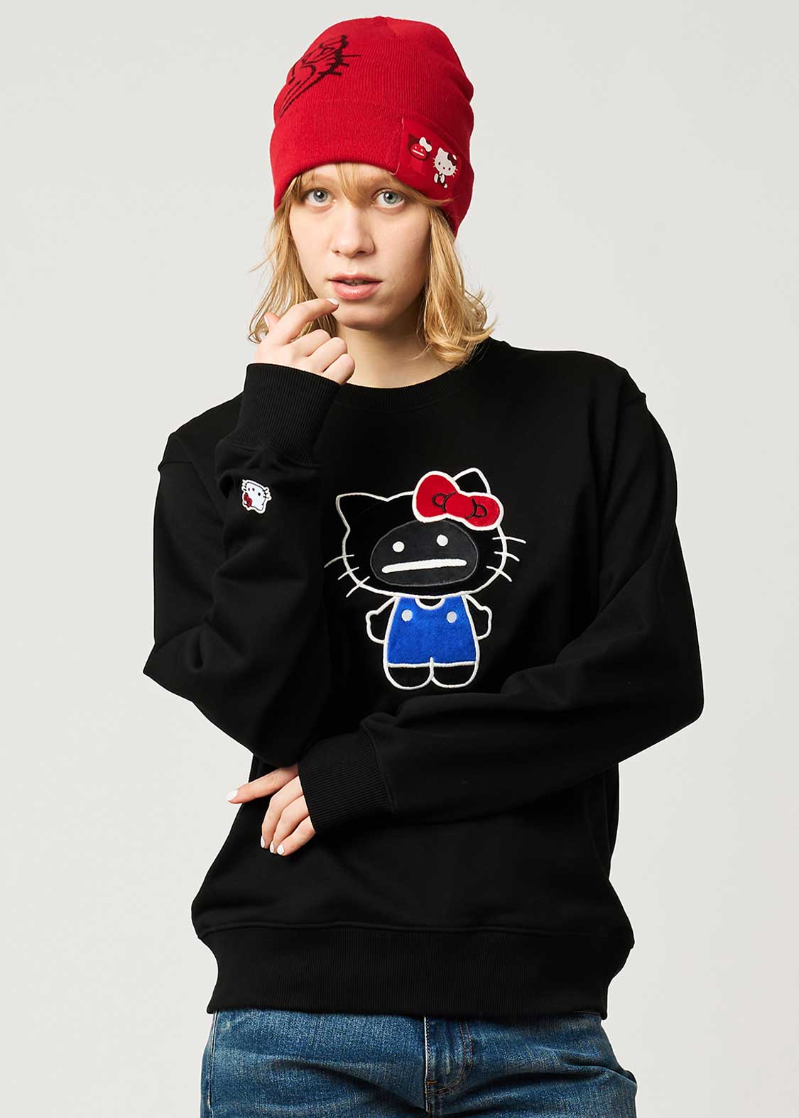 L グラニフ ハローキティ 裏毛スウェット HELLO SHADOW｜裏毛
