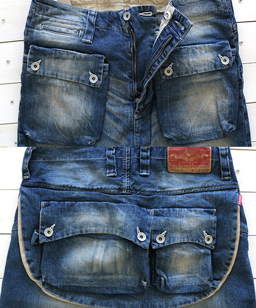 ネイタルデザイン】G55サルエルフラップデニムパンツ リアルダメージ