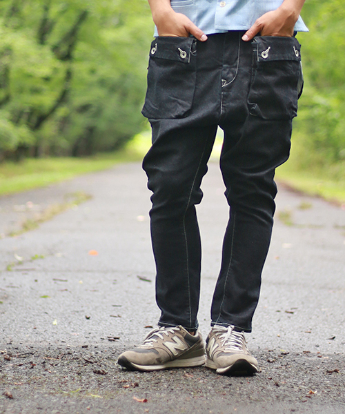 ネイタルデザイン】G55サルエルフラップデニムパンツ(ワンウォッシュ