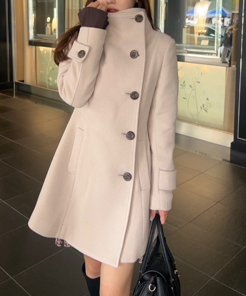 セール】25オーバーネックシンデレララインミニコート 秋服 冬服