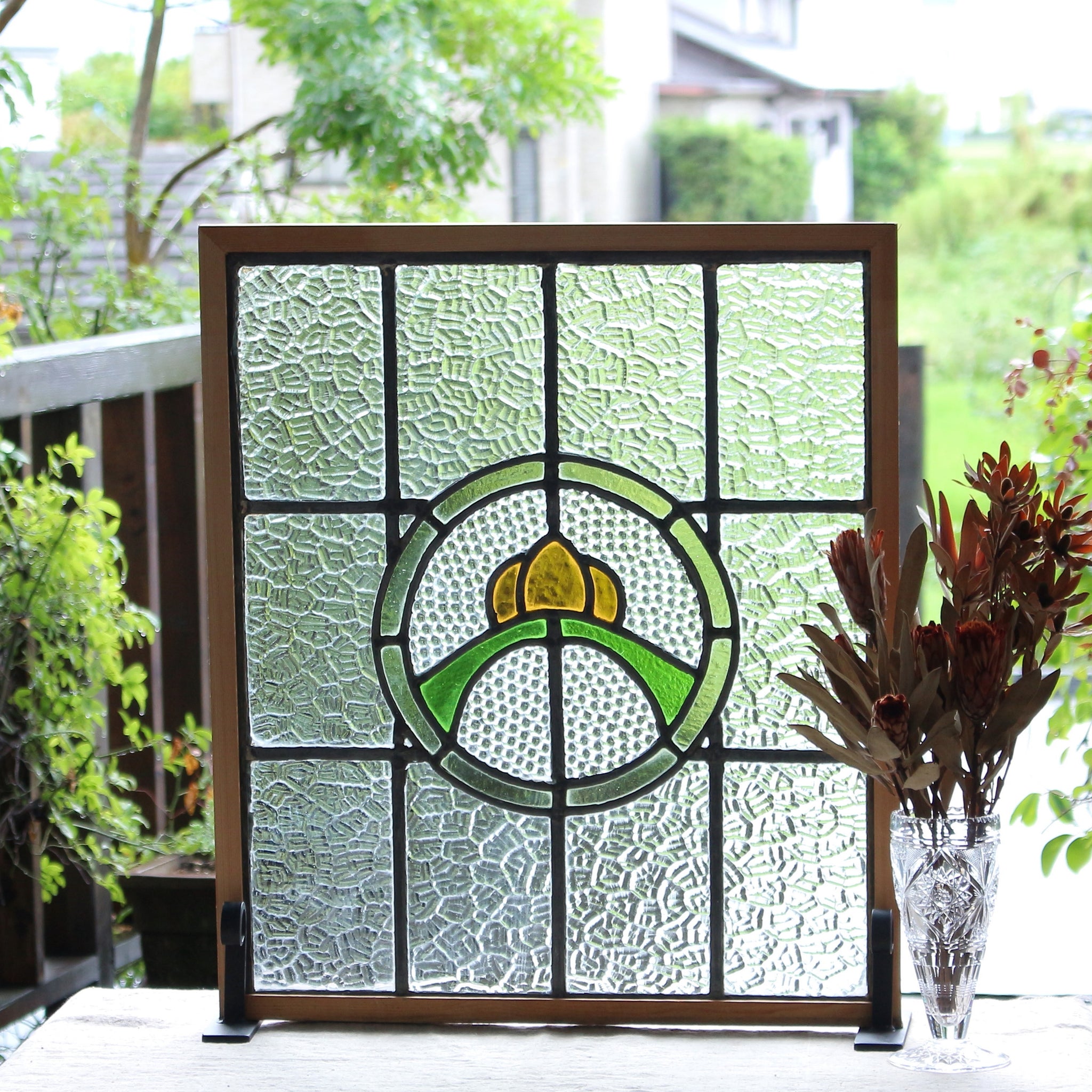 西洋アンティーク 大 ステンドグラス 縦 37cm×横 37cm 西洋