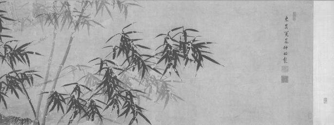 白石 水墨画 掛け軸 竹鶏図 白石 水墨画 掛け軸 竹鶏図 （中国近時代の