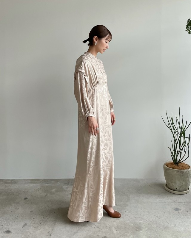 CLANE バージュフラワージャガードワンピース ベージュ クラネ CLANE