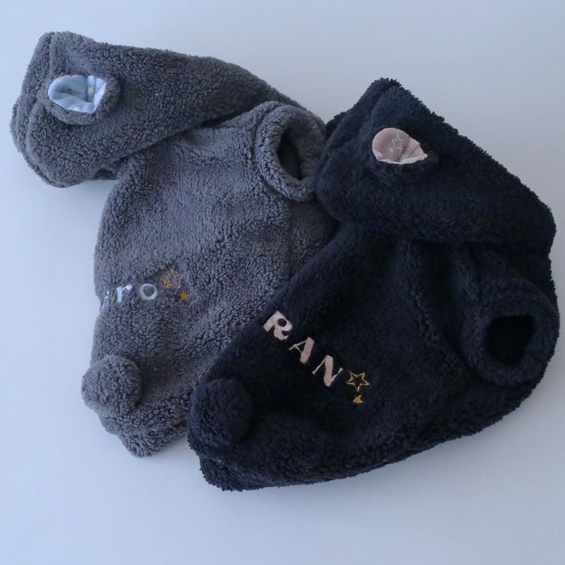 予約限定ウェア]お名前刺繍ボアくまみみパーカー | 犬服通販ドッグピース