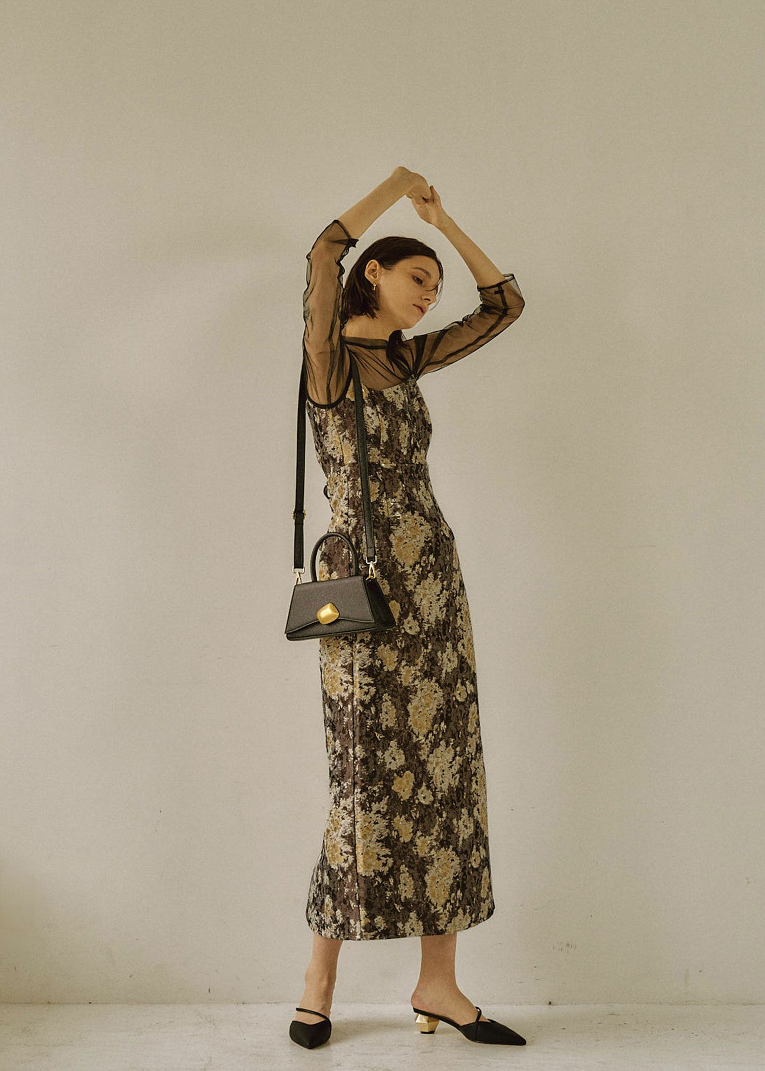 Meandering Jacquard pencil dress｜LE'RURE