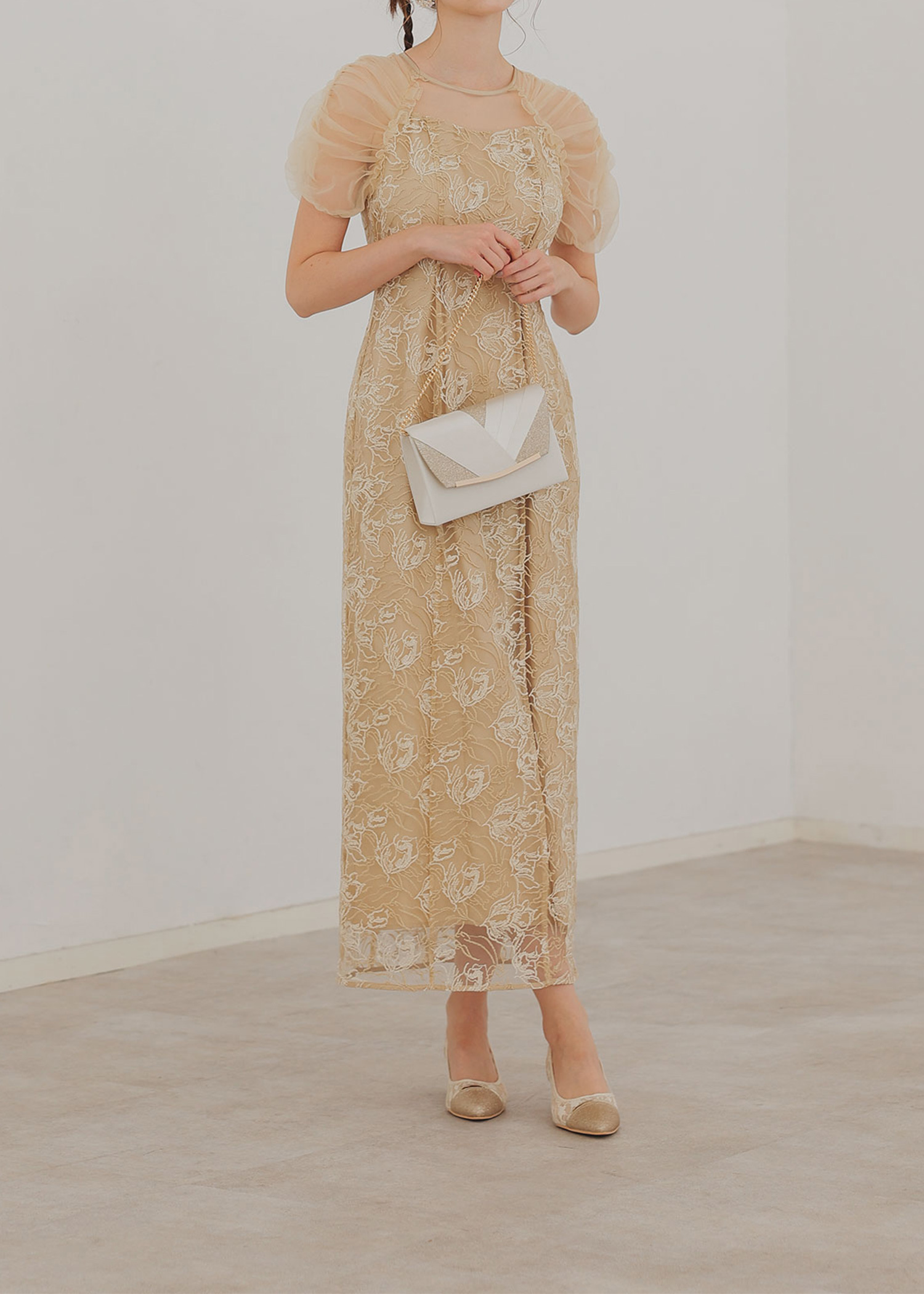 フラワーチュールギャザーパフドレスのドレス|Dorry Doll / LE'RURE