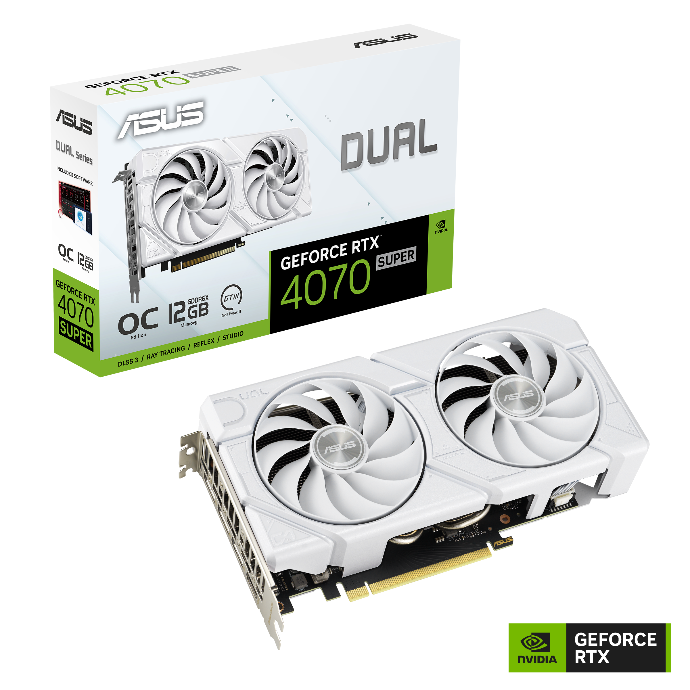 ASUS Dual GeForce RTX™ 4070 SUPER EVO White OC Edition