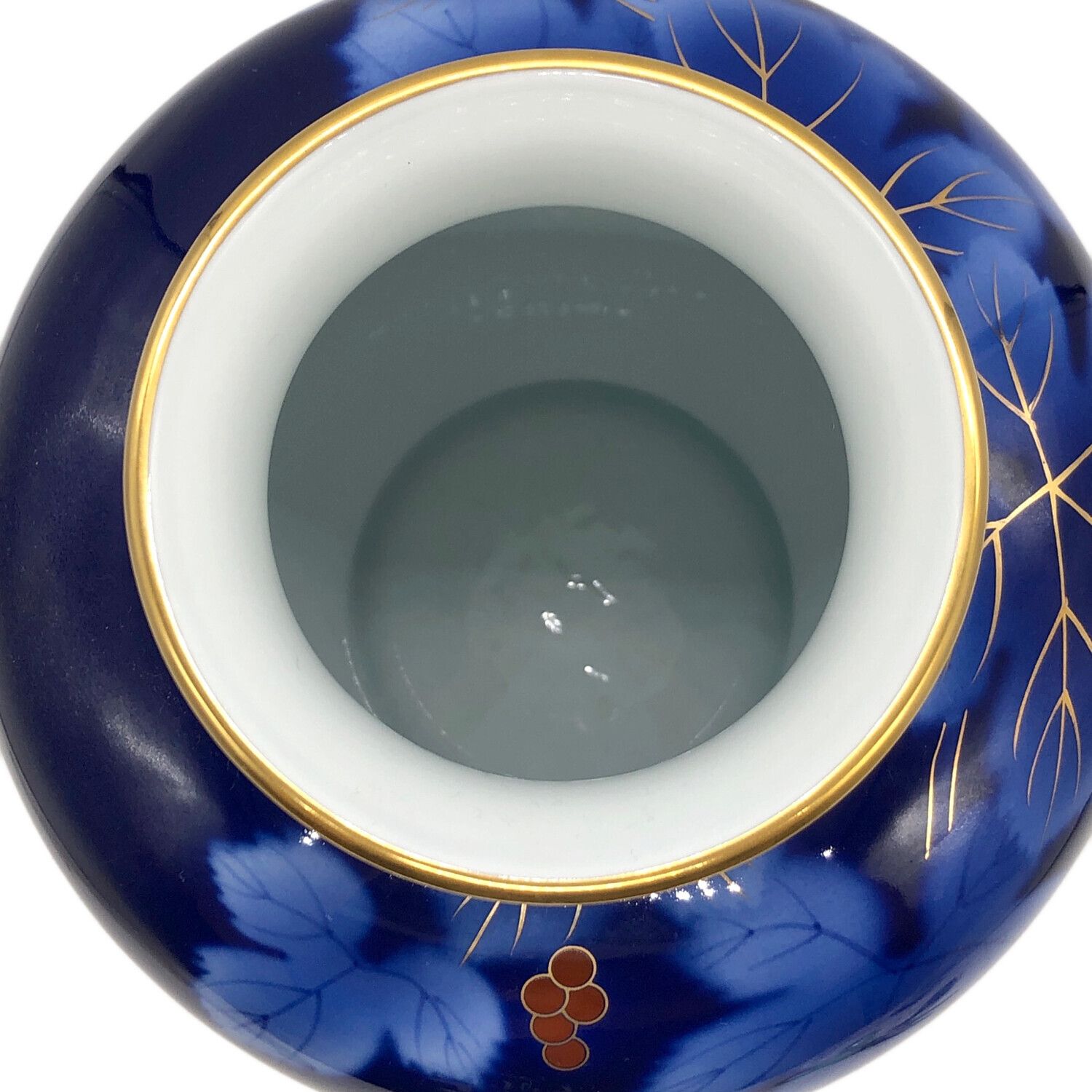 1888 深川製磁 葡萄瑠璃 松型花瓶 金彩 未使用 1888 深川製磁 葡萄瑠璃