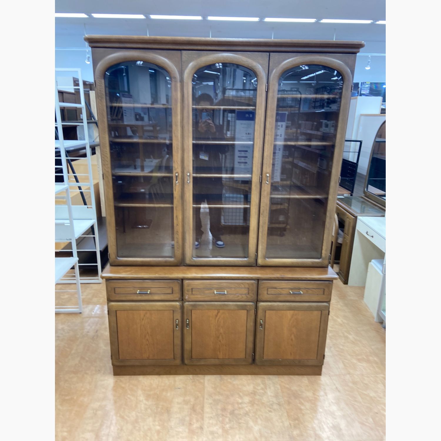 1970年代 木製ブラウンキャビネット 2扉 オ―ダ―品 オ―クランド 中古美