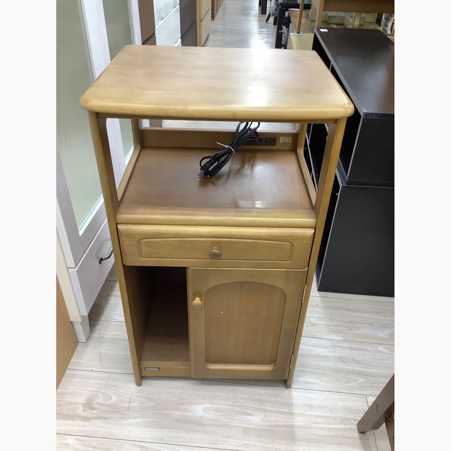 Karimoku カリモク 木製 電話台、FAX台 飾り棚 収納 レンジ台 Karimoku