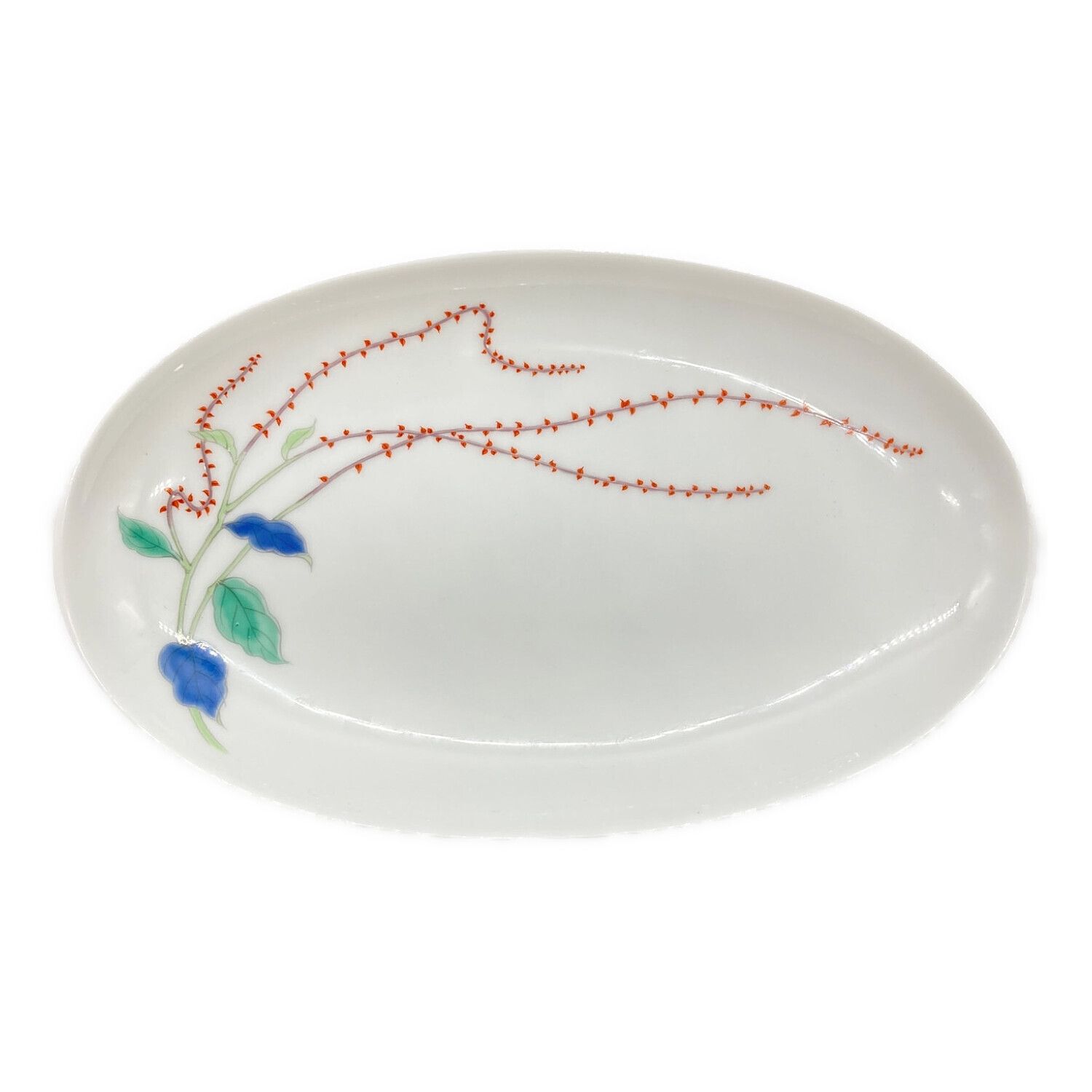 深川製磁 (フカガワセイジ) 楕円多様皿揃え ※1枚製造時のヒビ有 水引草