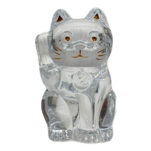 バカラ 招き猫 共箱 トヒル 高さ約10cm 東N7-1018② バカラ招き猫共箱