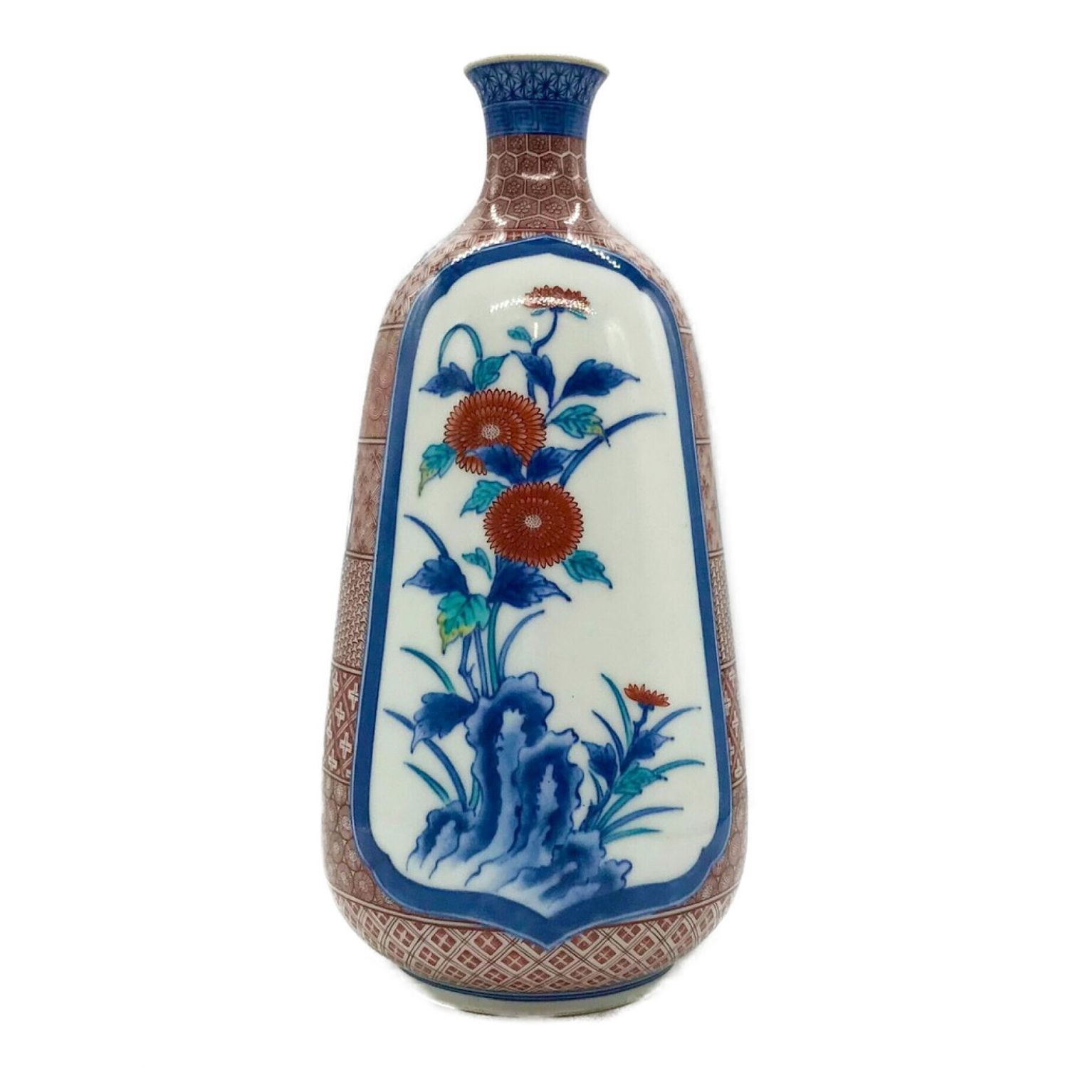 ☆ 12代今泉今右衛門 錦唐花模様花瓶 存在感ある一品です☆y252 ☆ 12