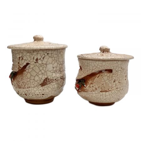 希少】 楽山焼 玉井楽山作 天神蟹彫り 花器 玉井楽山 作 『楽山焼 花瓶