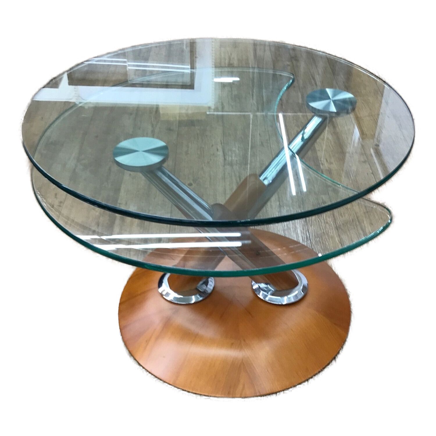 特価】Ronald Schmitt（ロナルド・シュミット）／ガラステーブル／伸縮式