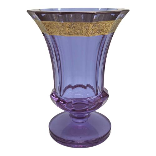 オールドモーゼル 花瓶 クリスタルガラス 金彩パチネ コバルトブルー