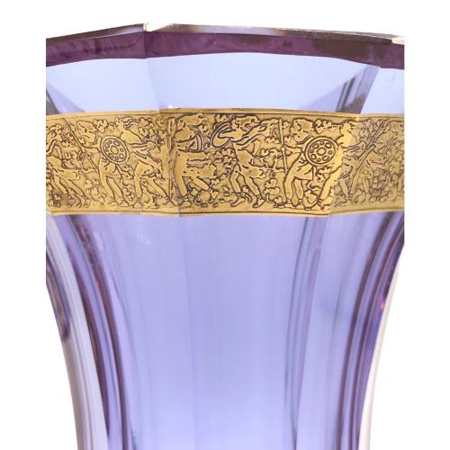 Moser (モーゼル) 花瓶 フラワベース 金彩人模様 パープル｜トレファク