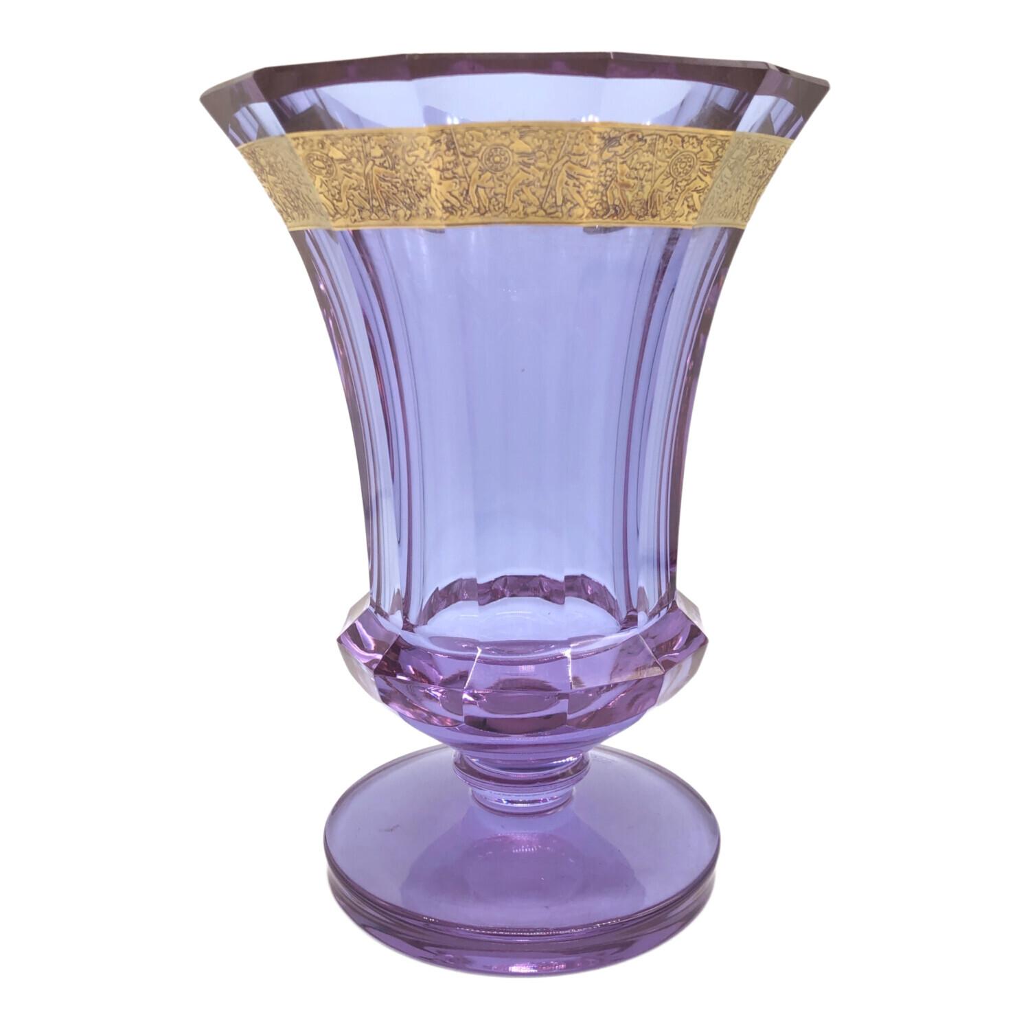 Moser (モーゼル) 花瓶 フラワベース 金彩人模様 パープル｜トレファク