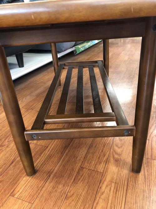 カリモク60 ブラウン 木製 シンプルデザイン ローテーブル 下部棚付き