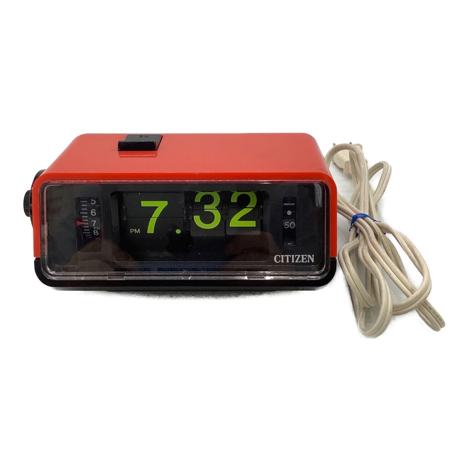 CITIZENシチズンデジタル アラーム パタパタ時計 置時計/赤 稼働品