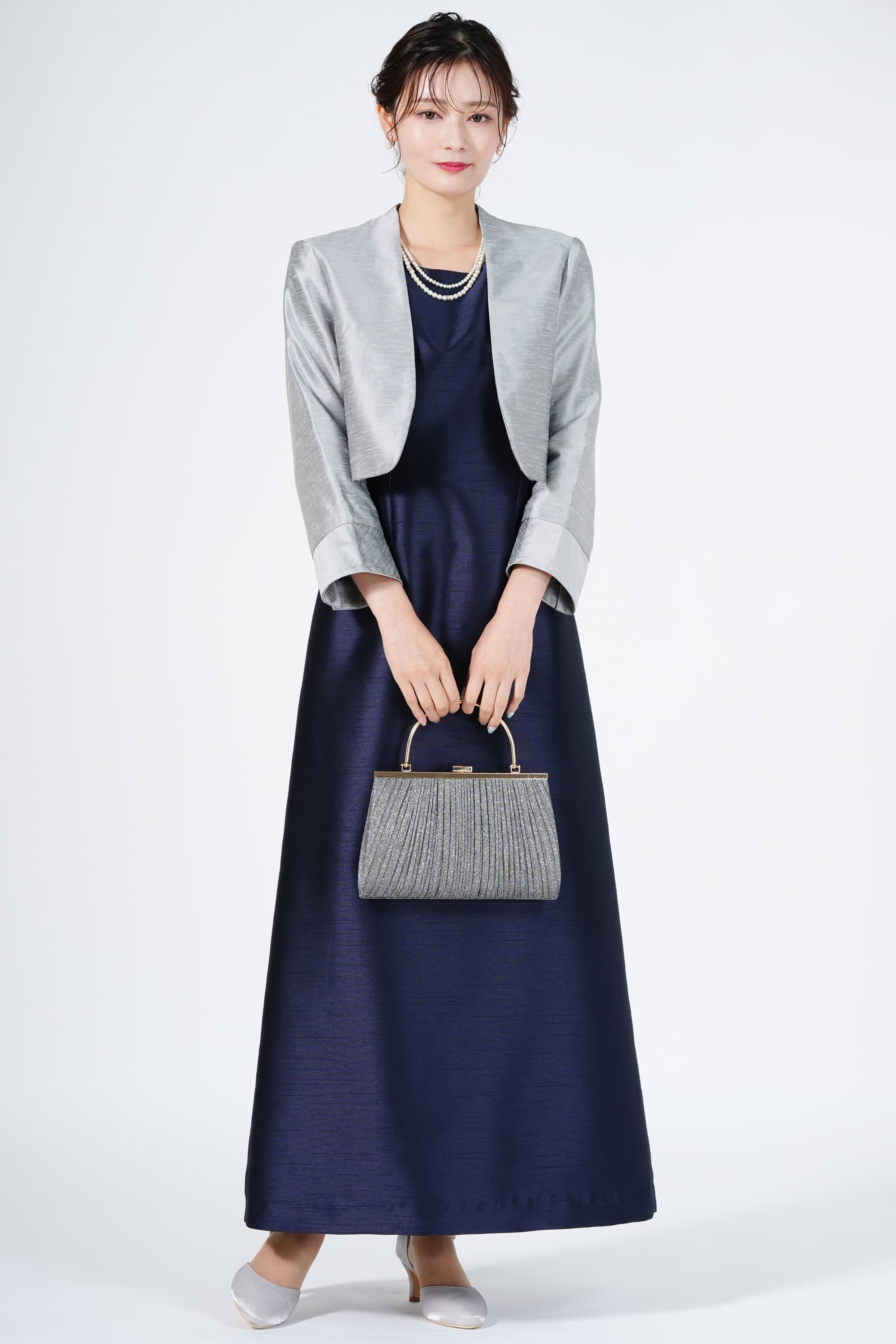 SOIR DOLCE 東京ソワール 上質プレミアム光沢ネイビーロングドレス (LL