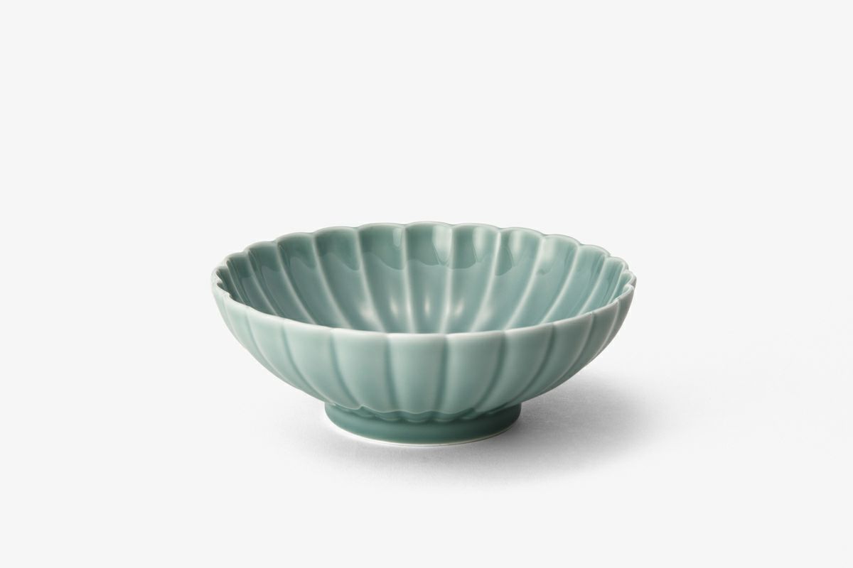 菊花紋様 脚付き長方形青磁水盤 盆栽鉢 陶磁器 菊花紋様 脚付き長方形青磁