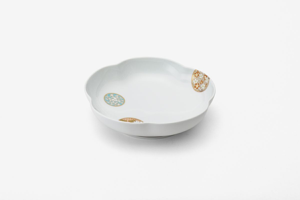 2463 深川製磁 寿赤絵 梅型 皿 2客 2463 深川製磁 寿赤絵 梅型 皿 2客