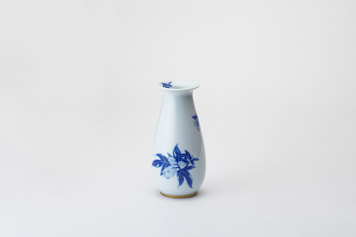 2116 深川製磁 染付鶴文 花瓶 【公式通販】