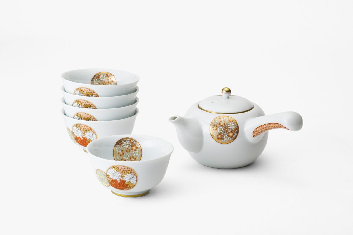 2301 深川製磁 茶器セット 急須2客 湯呑蓋付13客 茶器揃い