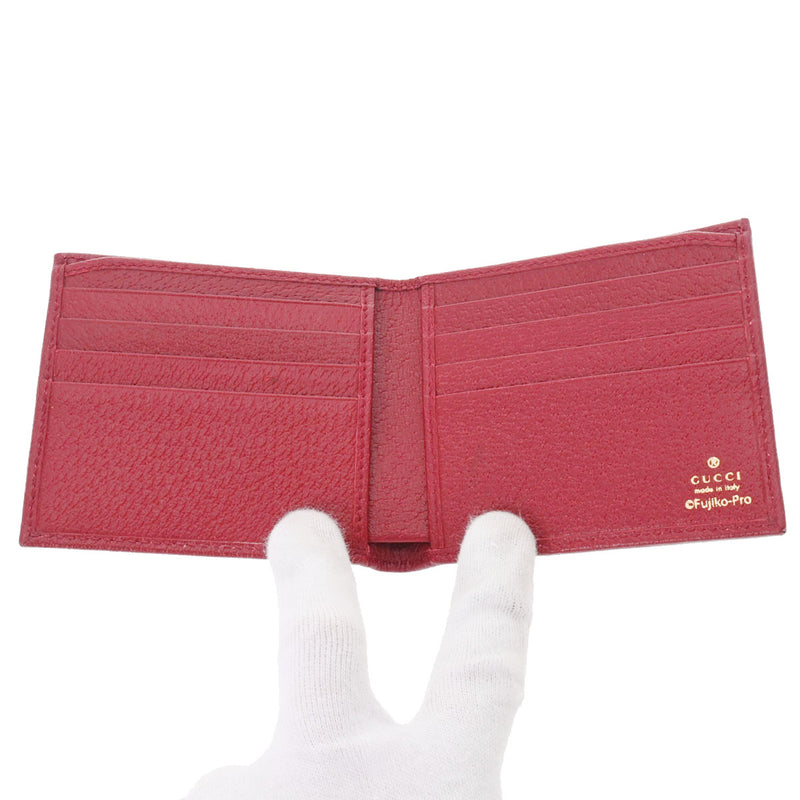 グッチ牛ドラえもん 二つ折り財布 ベージュ/レッド レディース GG