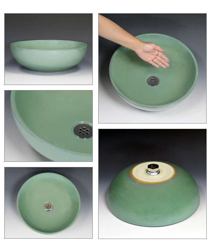 緑なまこ手洗い鉢【中型サイズ】 信楽焼き手洗器！ 陶器の手水鉢 洗面