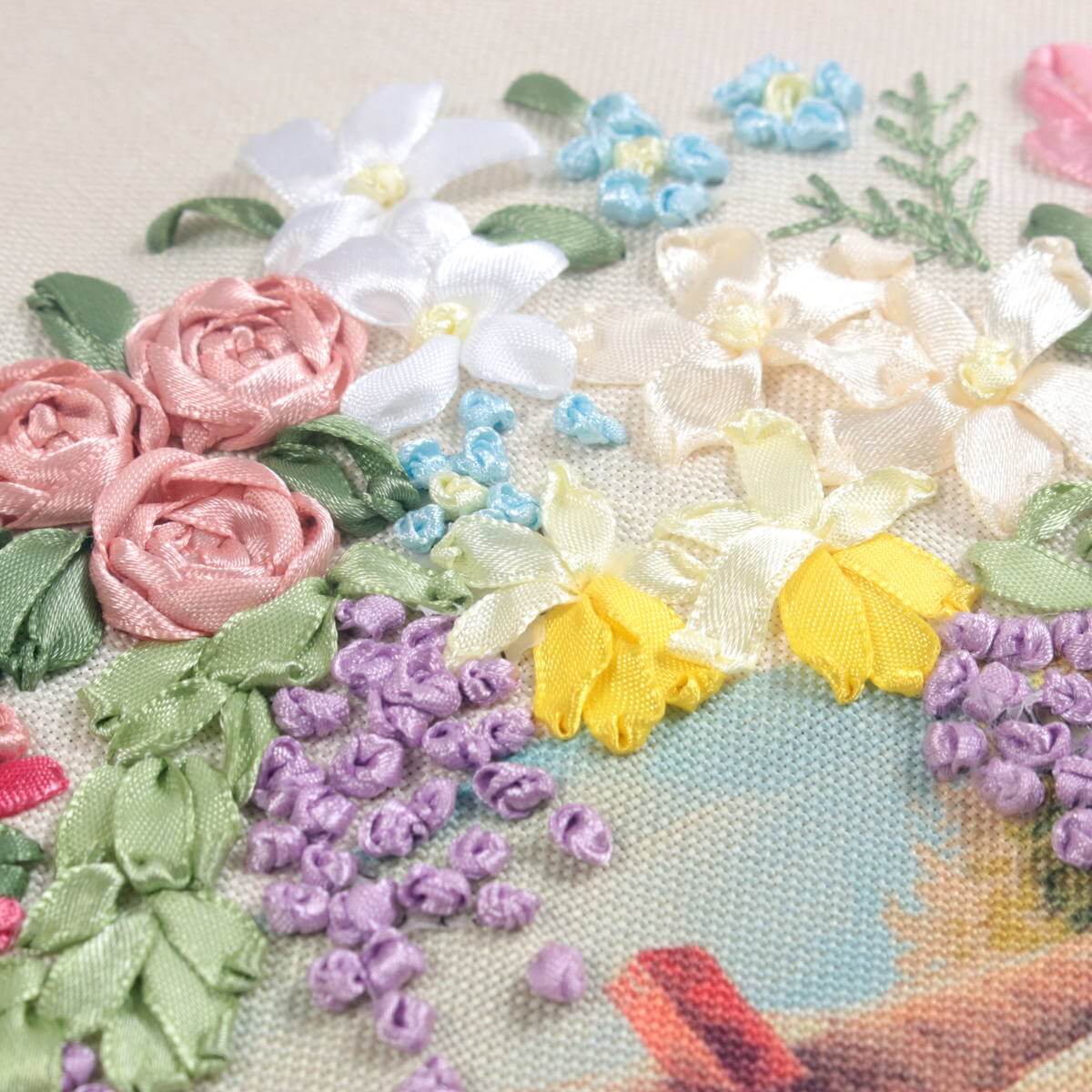 アンティーク/ヴィンテージ フランス 菫の葉と花のカットワーク刺繍