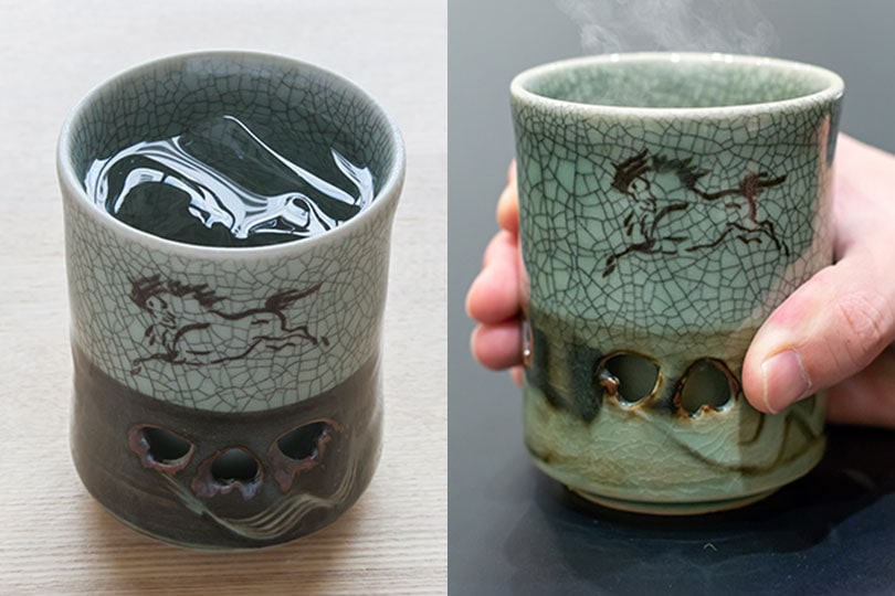 NO588 江戸〜明治期 相馬焼、古相馬？湯呑み 茶道具 馬紋 大堀相馬焼