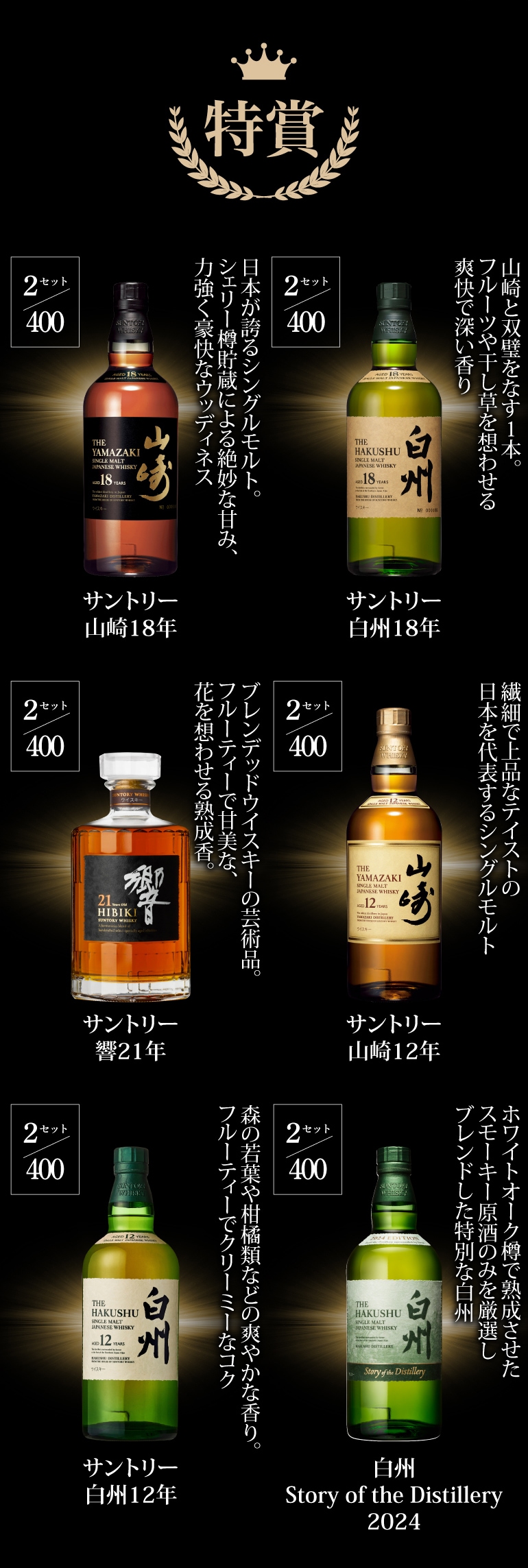 山﨑18、、白州18、響21 空箱セット