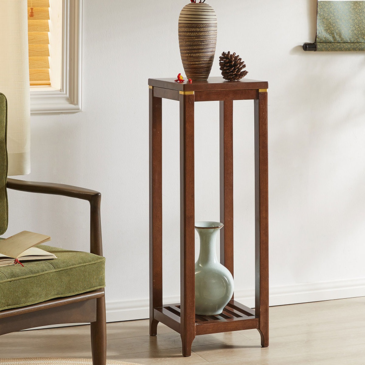 レトロ 屋久杉 置床 飾り棚 花台 小引出し 飾り台 収納家具 棚・ラック