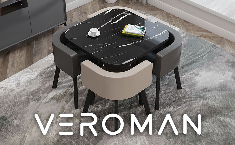 VeroMan テーブルセット 会議・商談用テーブル＆チェアセット 椅子4脚