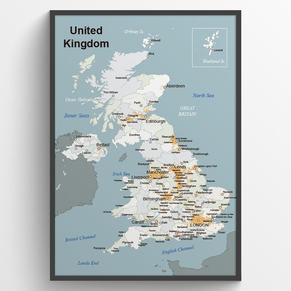 国別地図 ポスター｜イギリス 地図のポスター UK-map – Hotdogger