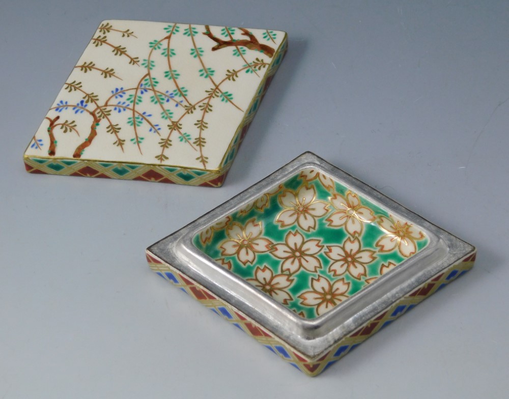 三代 中村秋峰 仁清菱柳桜絵 香合 | いとう鳳凰堂古美術店