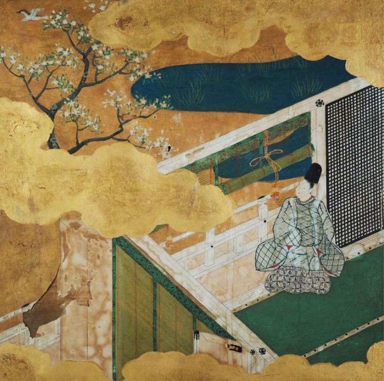 源氏色紙絵 肉筆 金箔 土佐派 江戸初期